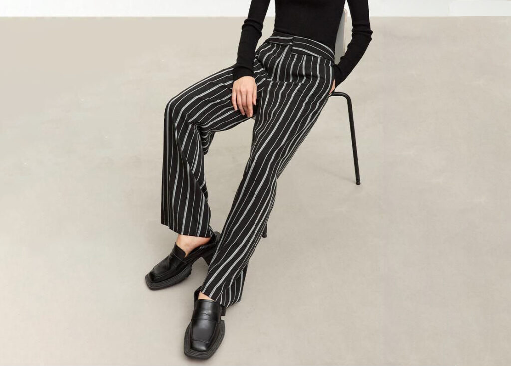 Wide-Leg Striped Trousers